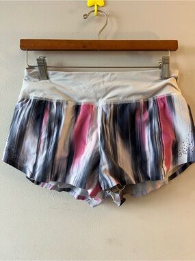 lululemon athletica Striped Watercolor Running Shorts in Pink, Black & White